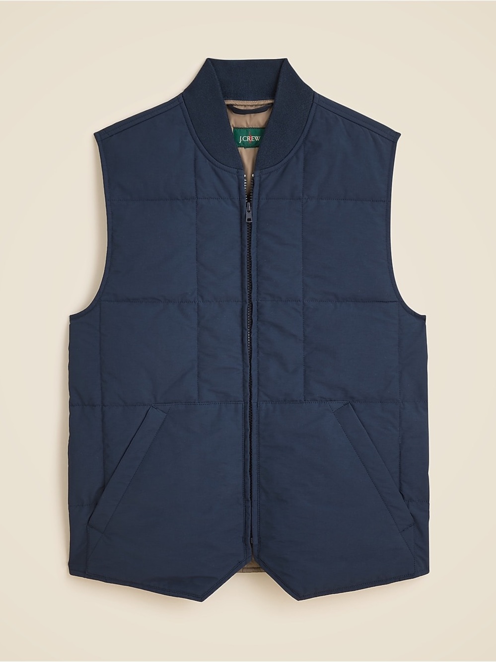 J.CREW Men's Navy Primaloft Insulated Puffer Vest XS Full Zip Stand Collar